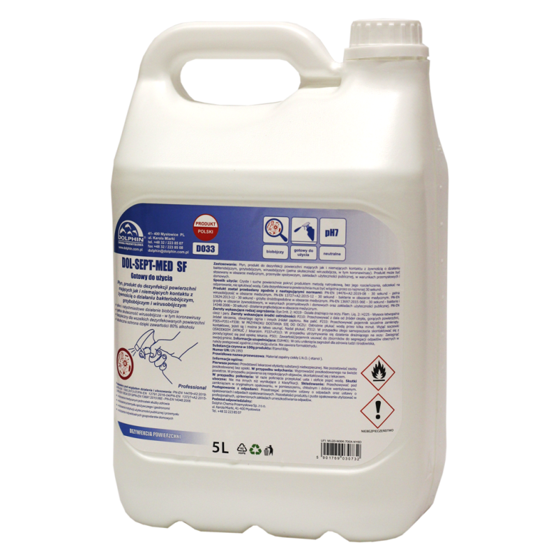 Płyn DOL-SEPT Med SF do dezynfekcji powierzchni, poj. 5 l Płyn DOL-SEPT Med SF do dezynfekcji powierzchni, poj. 5 l