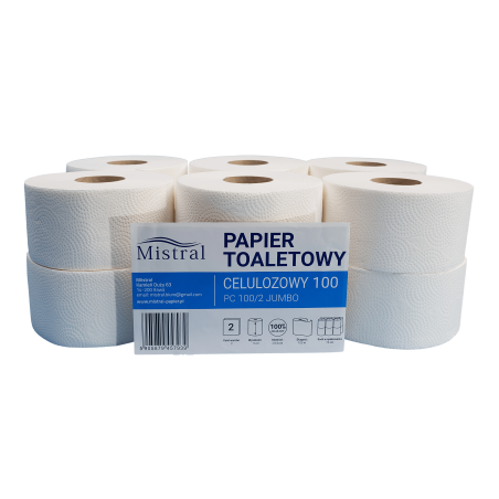Papier toaletowy w roli 100 m, 100% celuloza, op. 12 szt.